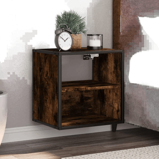 Vidaxl Veggmontert nattbord røkt eik