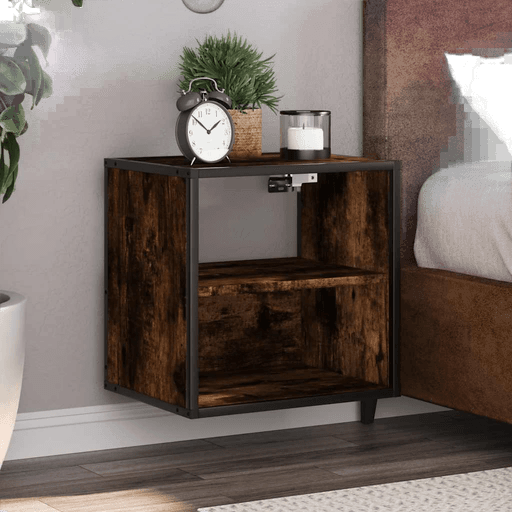 Vidaxl Veggmonterte nattbord 2 stk røkt eik