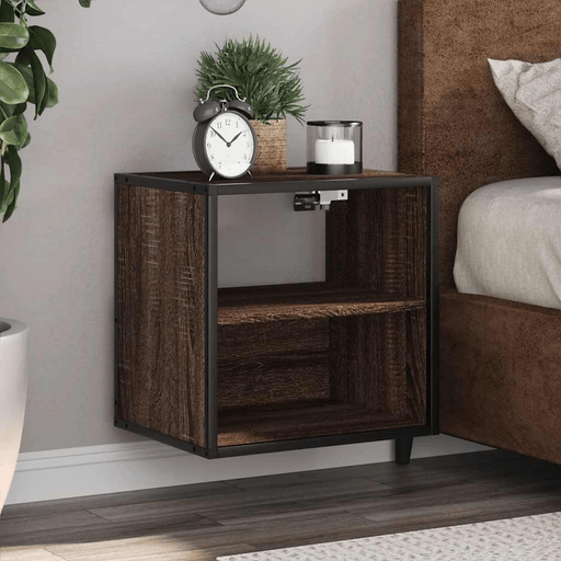 Vidaxl Veggmonterte nattbord 2 stk brun eik