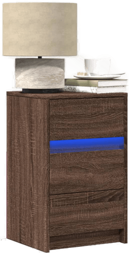 Vidaxl Nattbord med LED brun eik