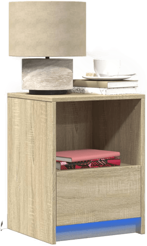 Vidaxl Nattbord med LED sonoma eik