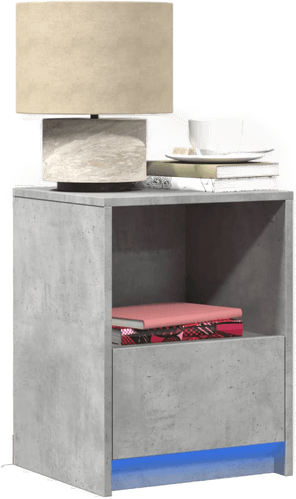 Vidaxl Nattbord med LED betonggrå