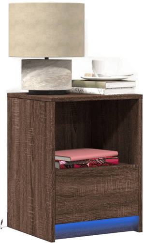 Vidaxl Nattbord med LED 2 stk brun eik