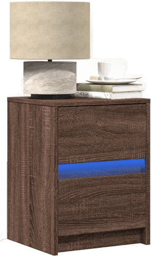 Vidaxl Nattbord med LED brun eik