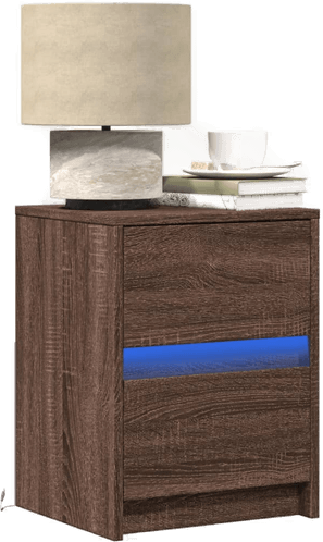 Vidaxl Nattbord med LED 2 stk brun eik