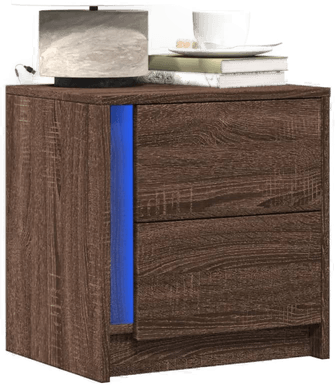 Vidaxl Nattbord med LED brun eik