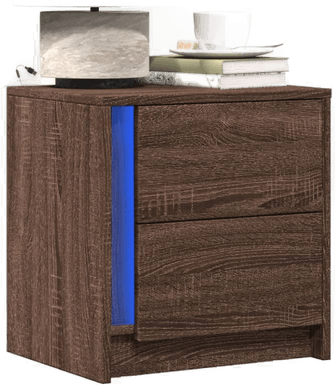 Vidaxl Nattbord med LED 2 stk brun eik