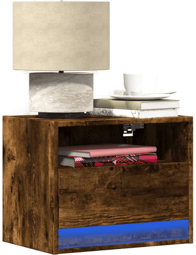 Vidaxl Vegghengt nattbord med LED-lys