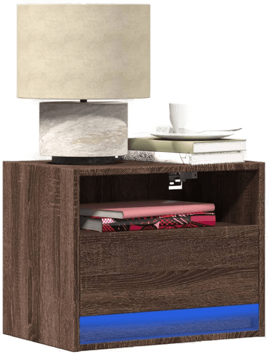 Vidaxl Vegghengte nattbord med LED-lys