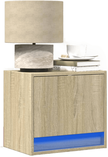 Vidaxl Vegghengte nattbord med LED-lys