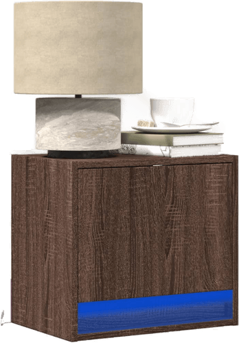 Vidaxl Vegghengte nattbord med LED-lys