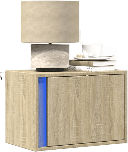 Vidaxl Vegghengt nattbord med LED-lys