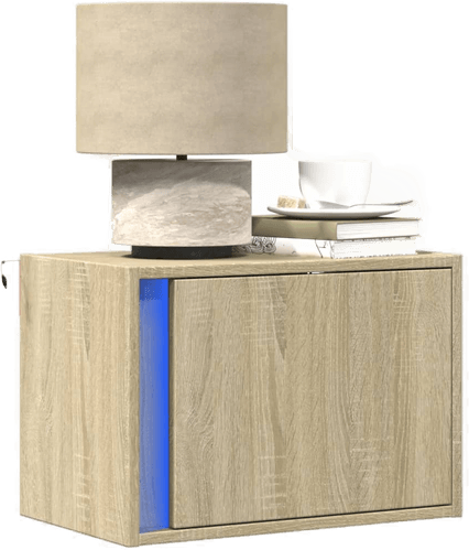 Vidaxl Vegghengte nattbord med LED-lys