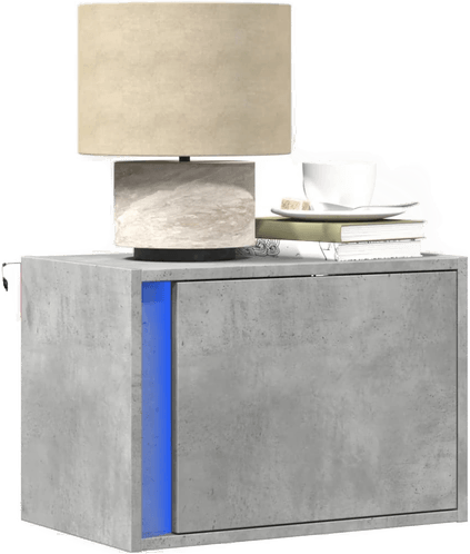 Vidaxl Vegghengte nattbord med LED-lys