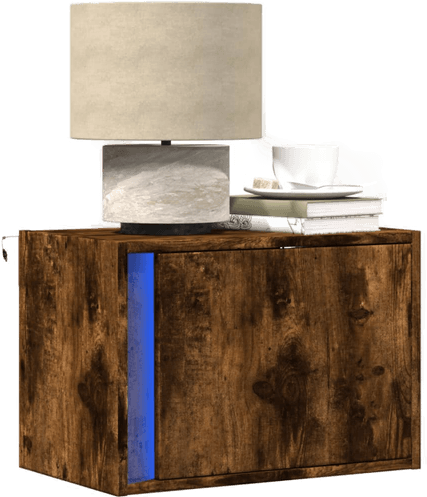 Vidaxl Vegghengte nattbord med LED-lys