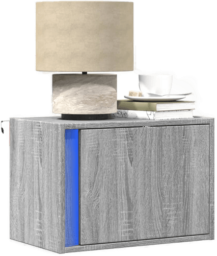 Vidaxl Vegghengt nattbord med LED-lys