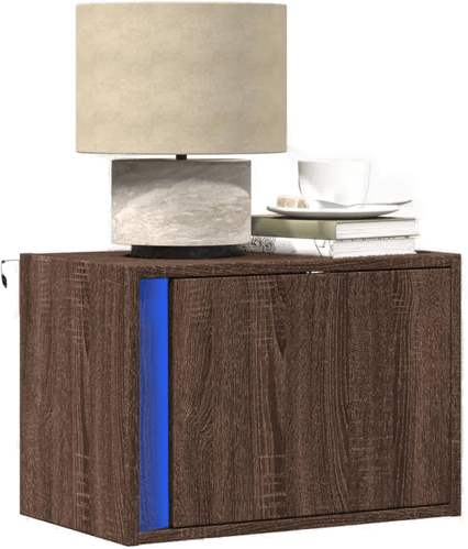 Vidaxl Vegghengt nattbord med LED-lys