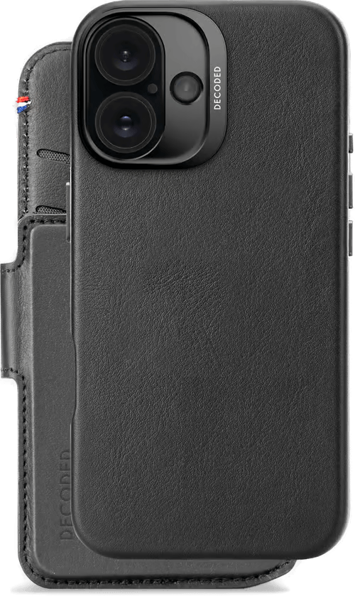 Decoded Leather Detachable Wallet iPhone 16 Svart
