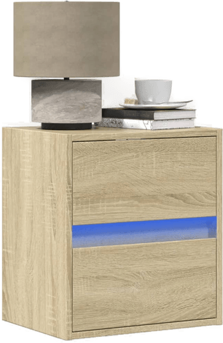 Vidaxl Vegghengt nattbord med LED-lys