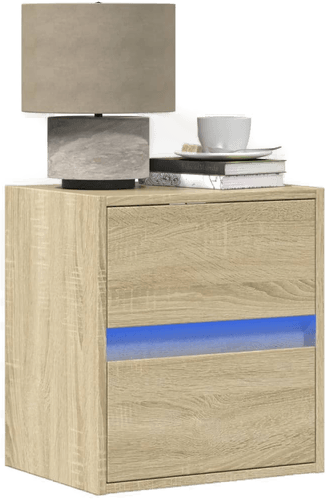 Vidaxl Vegghengte nattbord med LED-lys