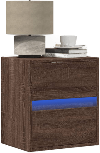 Vidaxl Vegghengt nattbord med LED-lys