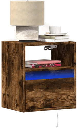 Vidaxl Vegghengte nattbord med LED-lys