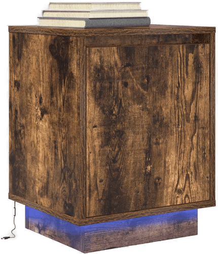 Vidaxl Nattbord LED røkt eik 38x34x50 cm