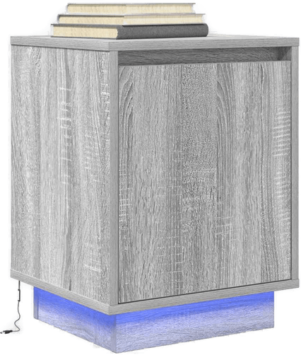 Vidaxl Nattbord med LED grå sonoma