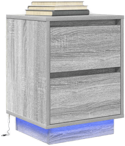 Vidaxl Nattbord med LED grå sonoma