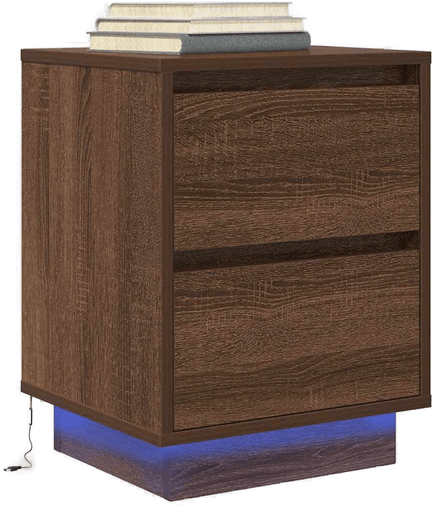 Vidaxl Nattbord med LED brun eik