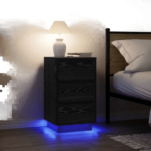 Vidaxl Nattbord med LED-lys svart