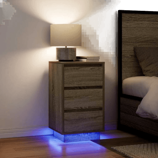 Vidaxl Nattbord med LED-lys 38x34x65 cm