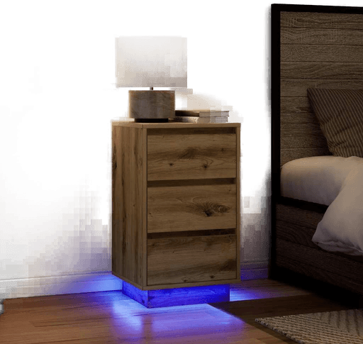 Vidaxl Nattbord med LED-lys 38x34x65 cm