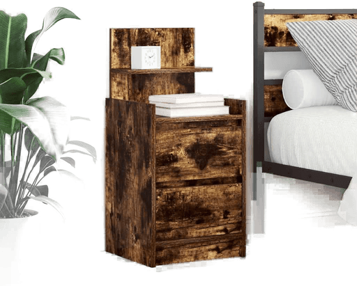 Vidaxl Nattbord røkt eik 38x34x80 cm