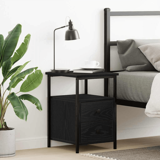 Vidaxl Nattbord svart eik 34x35,5 cm