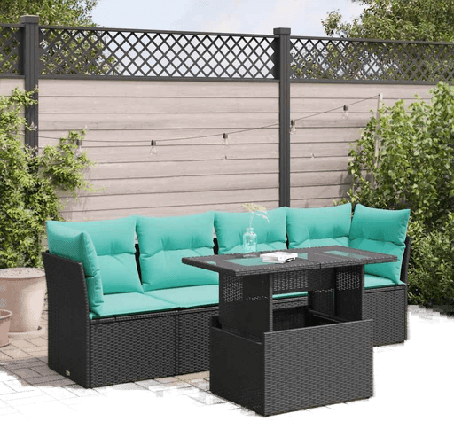 Vidaxl Hagesofa 5 deler svart