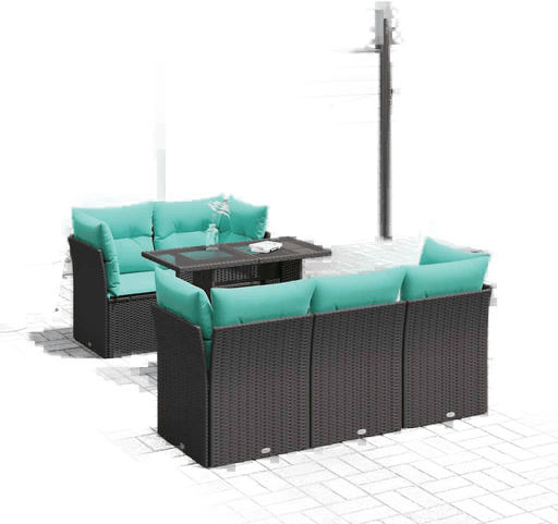 Vidaxl Hagesofa 6 deler svart polyrotting