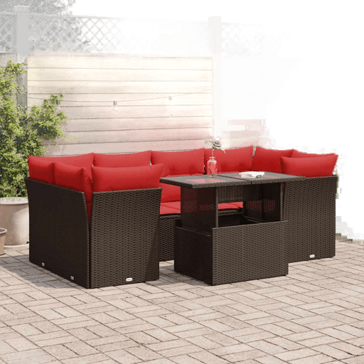 Vidaxl Hagesofa 7 deler brun