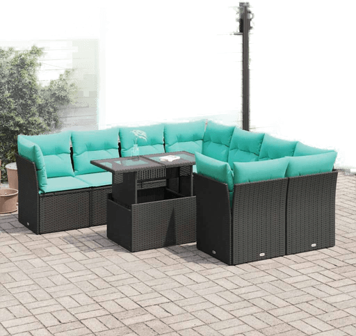 Vidaxl Hagesofa 9 deler svart