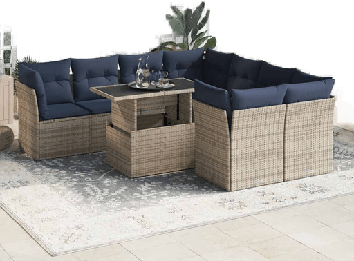 Vidaxl Hagesofa 9 deler grå polyrotting