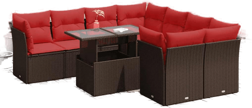 Vidaxl Hagesofa 9 deler brun