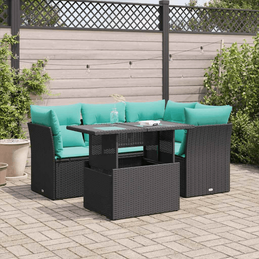 Vidaxl Hagesofa 5 deler svart