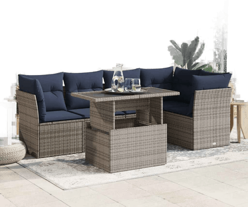 Vidaxl Hagesofa 6 deler grå