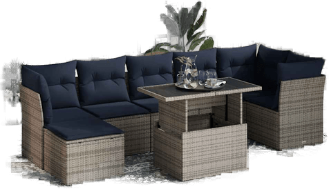 Vidaxl Hagesofa 8 deler grå polyrotting