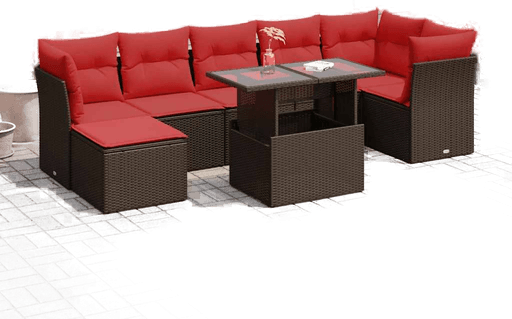 Vidaxl Hagesofa 8 deler brun