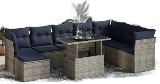 Vidaxl Hagesofa 9 deler grå polyrotting