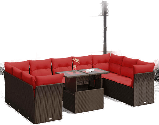 Vidaxl Hagesofa 10 deler brun