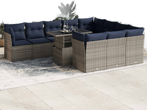 Vidaxl Hagesofa 11 deler grå polyrotting