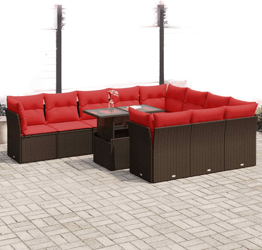 Vidaxl Hagesofa 11 deler brun