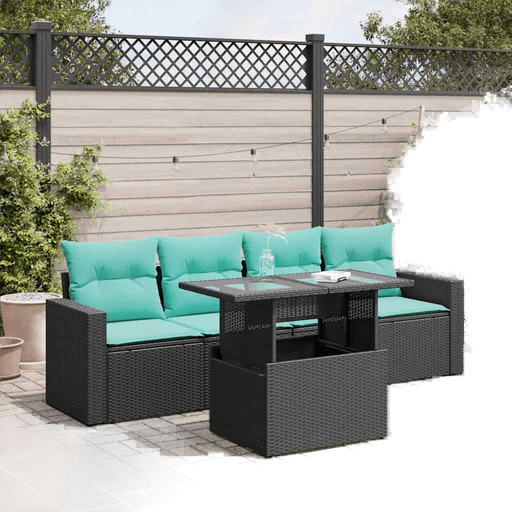 Vidaxl Hagesofa 5 deler svart